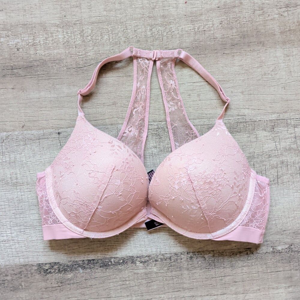 Victoria's Secret Very Sexy Push Up Bra Light Pink Triangle Back 34C EUC!